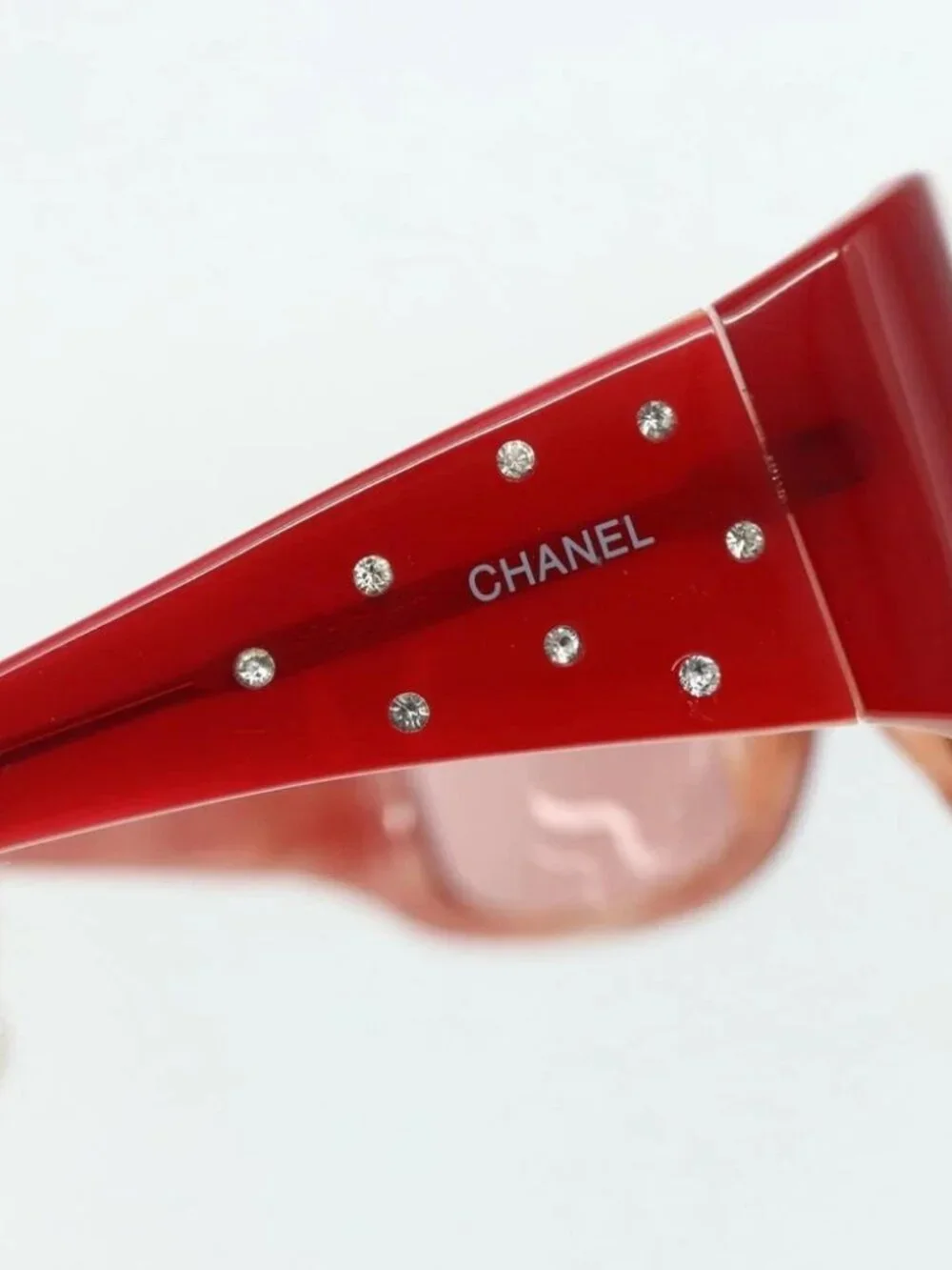 CHANEL Sunglasses plastic Red CC Auth 179323A